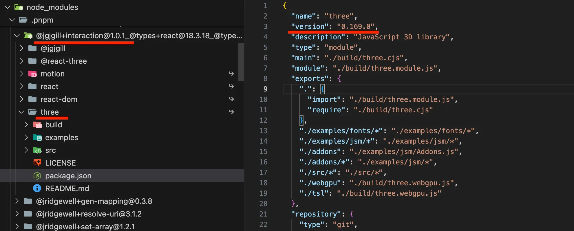 pnpm interaction v1.0.1 내부 의존성