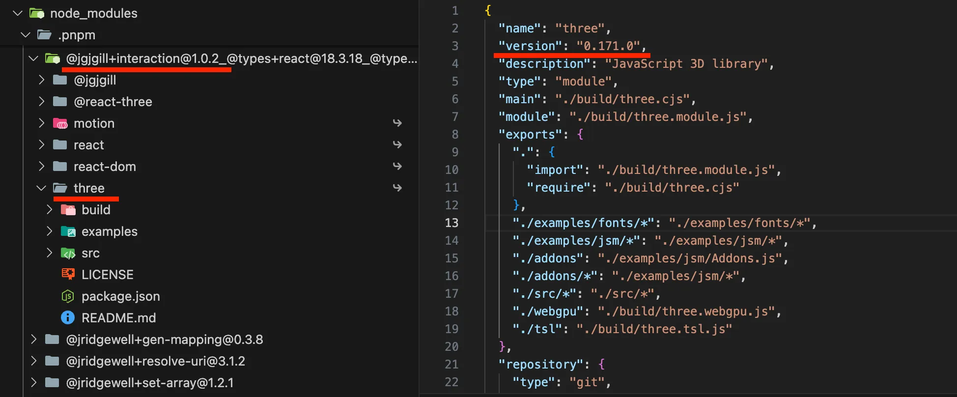 pnpm interaction v1.0.2 내부 의존성