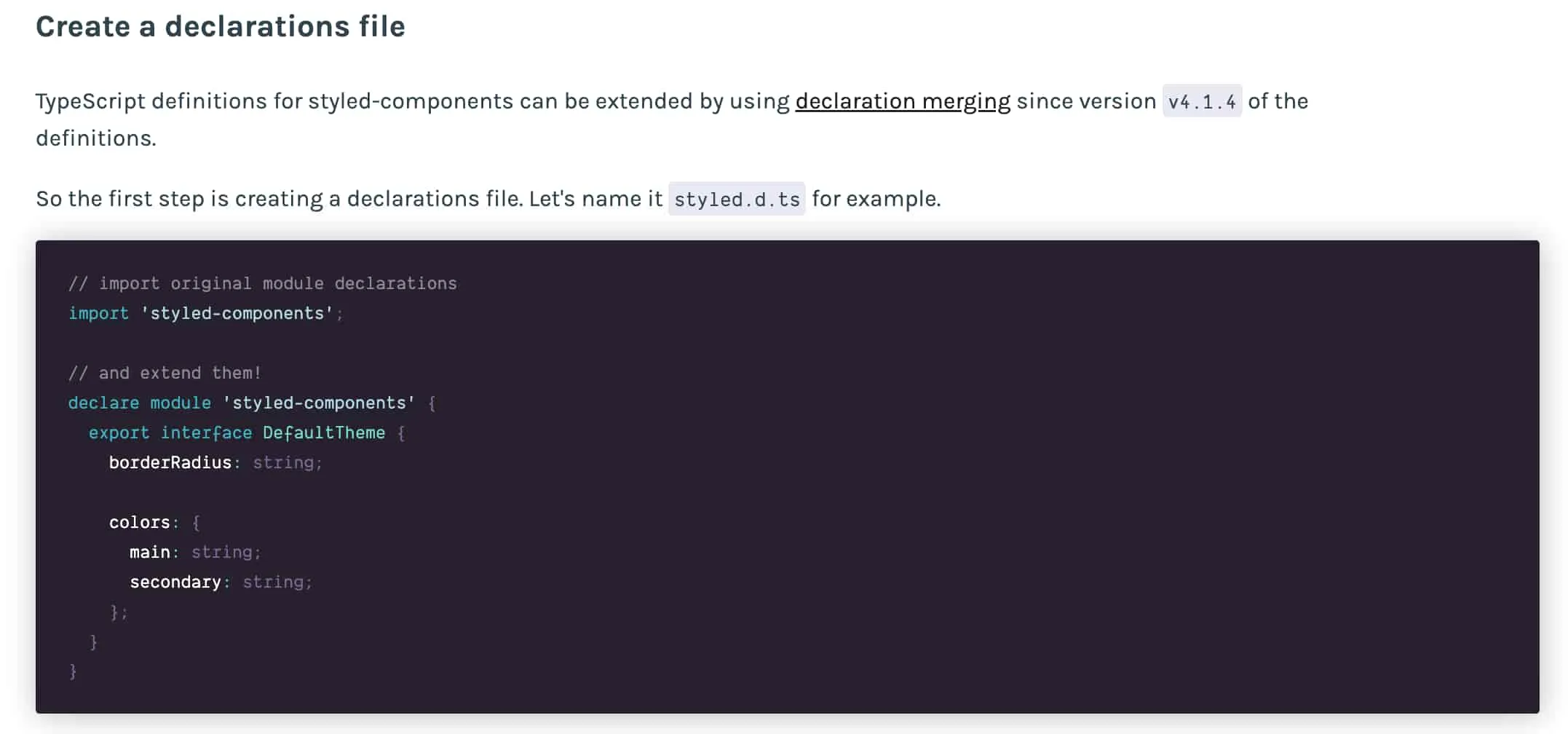 styled-components declaration