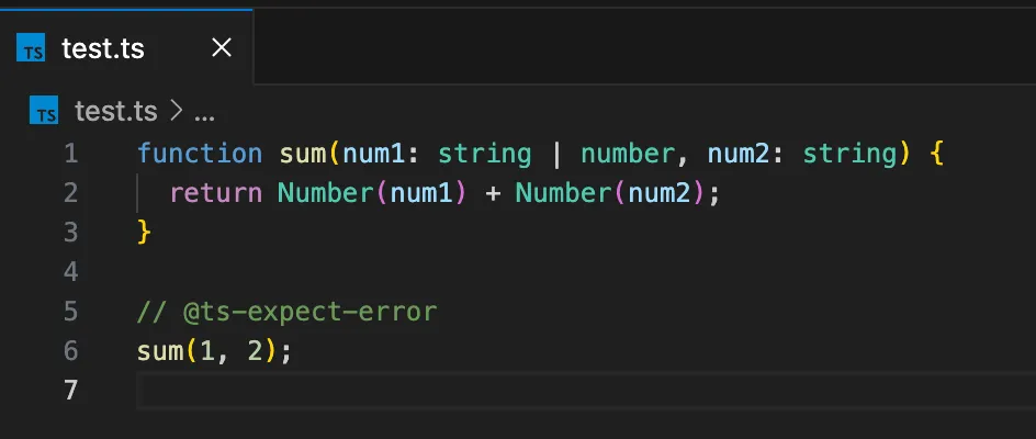 // @ts-expect-error 사용 예제